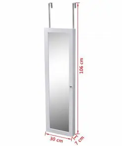 Wood Jewellery Wall Cabinet with Mirror and 2 Door Hangers