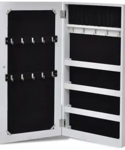 Wood Jewellery Wall Cabinet with Mirror