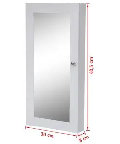 Wood Jewellery Wall Cabinet with Mirror