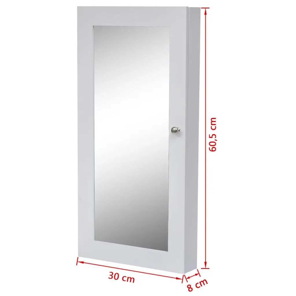 Wood Jewellery Wall Cabinet with Mirror