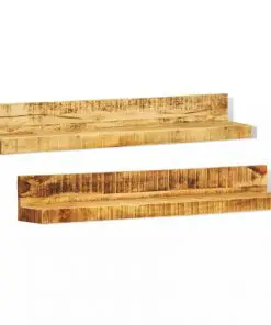 Solid Wood Wall Mounted Display Shelf 2 pcs