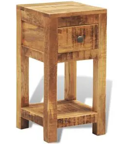 vidaXL Nightstand with 1 Drawer Solid Mango Wood