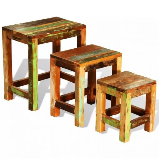 vidaXL Nesting Table Set 3 Pieces Vintage Reclaimed Wood