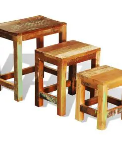 vidaXL Nesting Table Set 3 Pieces Vintage Reclaimed Wood