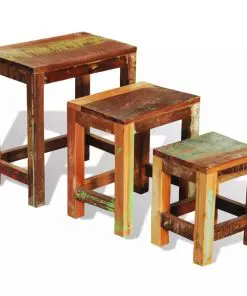 vidaXL Nesting Table Set 3 Pieces Vintage Reclaimed Wood
