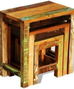 vidaXL Nesting Table Set 3 Pieces Vintage Reclaimed Wood