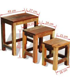 vidaXL Nesting Table Set 3 Pieces Vintage Reclaimed Wood