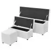 vidaXL 3 Piece Storage Bench Footrest Set Artificial Leather White