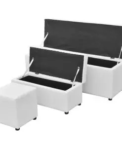 vidaXL 3 Piece Storage Bench Footrest Set Artificial Leather White