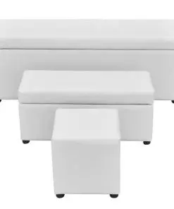 vidaXL 3 Piece Storage Bench Footrest Set Artificial Leather White