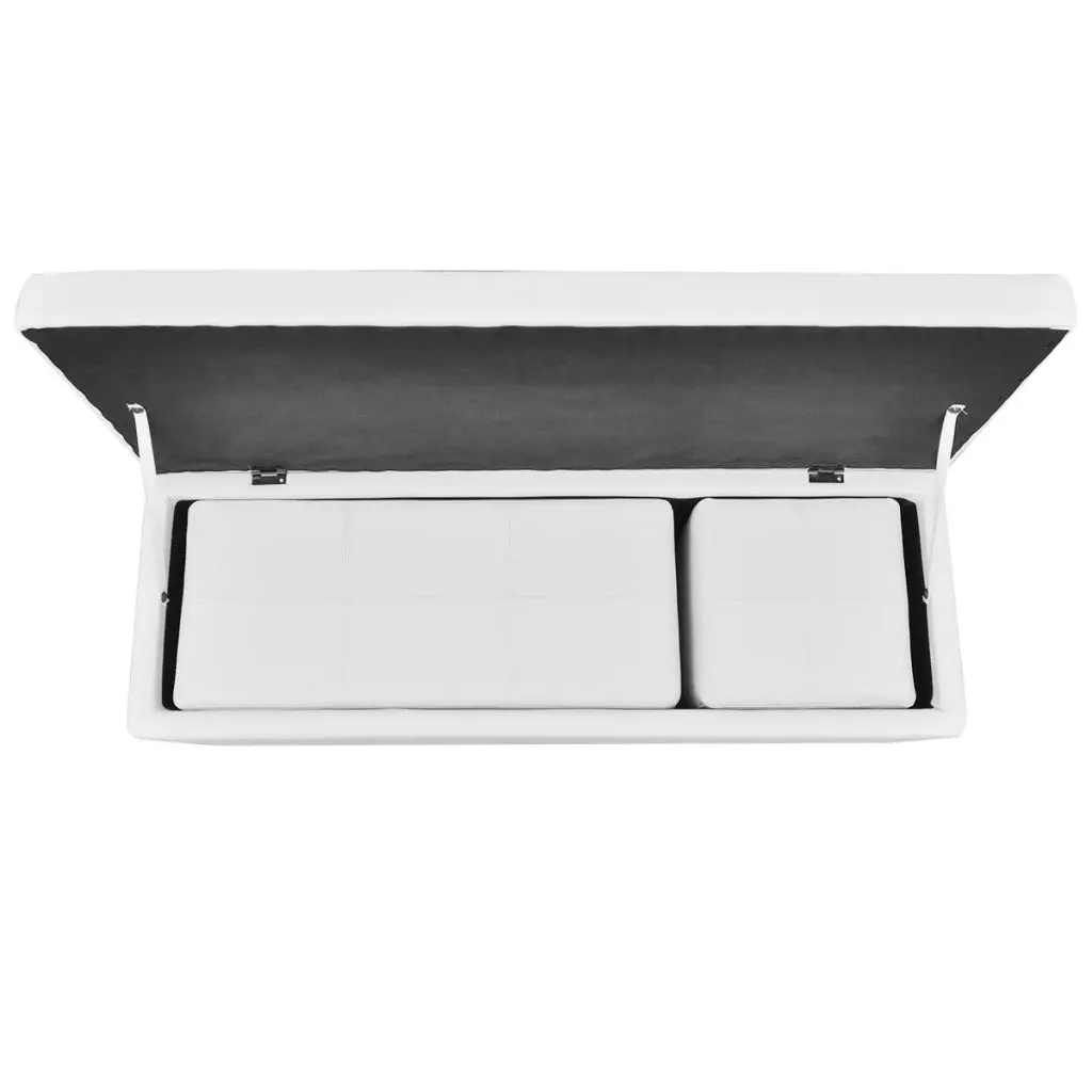 vidaXL 3 Piece Storage Bench Footrest Set Artificial Leather White