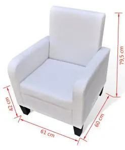 vidaXL Armchair White Faux Leather