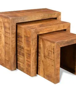 vidaXL Nesting Table Set 3 Pieces Solid Mango Wood