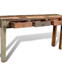 vidaXL Console Table with 3 Drawers Reclaimed Wood