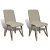 vidaXL vidaXL Dining Chairs 2 pcs Beige Fabric and Solid Oak Wood