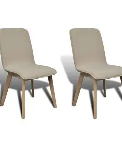 vidaXL vidaXL Dining Chairs 2 pcs Beige Fabric and Solid Oak Wood vidaXL vidaXL Dining Chairs 2 pcs Beige Fabric and Solid Oak Wood