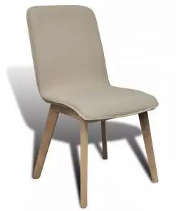 vidaXL vidaXL Dining Chairs 2 pcs Beige Fabric and Solid Oak Wood