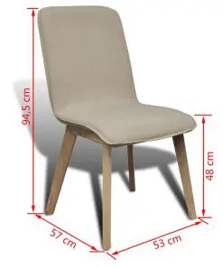 vidaXL vidaXL Dining Chairs 2 pcs Beige Fabric and Solid Oak Wood