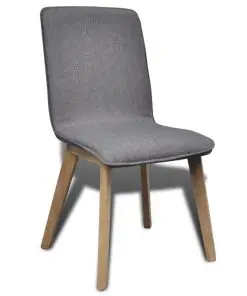 vidaXL Dining Chairs 2 pcs Light Grey Fabric and Solid Oak Wood