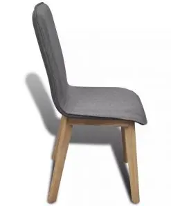 vidaXL Dining Chairs 2 pcs Light Grey Fabric and Solid Oak Wood