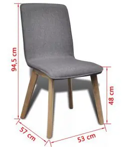 vidaXL Dining Chairs 2 pcs Light Grey Fabric and Solid Oak Wood