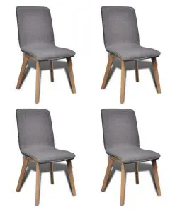 vidaXL Dining Chairs 4 pcs Light Grey Fabric and Solid Oak Wood vidaXL Dining Chairs 4 pcs Light Grey Fabric and Solid Oak Wood