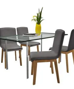 vidaXL Dining Chairs 4 pcs Light Grey Fabric and Solid Oak Wood