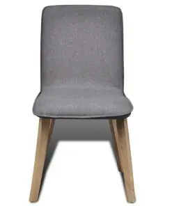 vidaXL Dining Chairs 4 pcs Light Grey Fabric and Solid Oak Wood