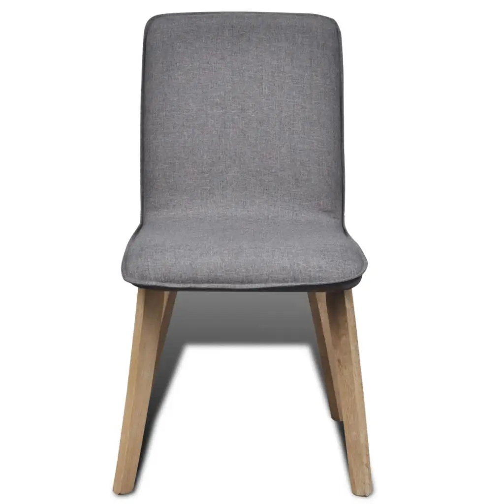 vidaXL Dining Chairs 4 pcs Light Grey Fabric and Solid Oak Wood