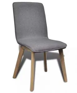 vidaXL Dining Chairs 4 pcs Light Grey Fabric and Solid Oak Wood