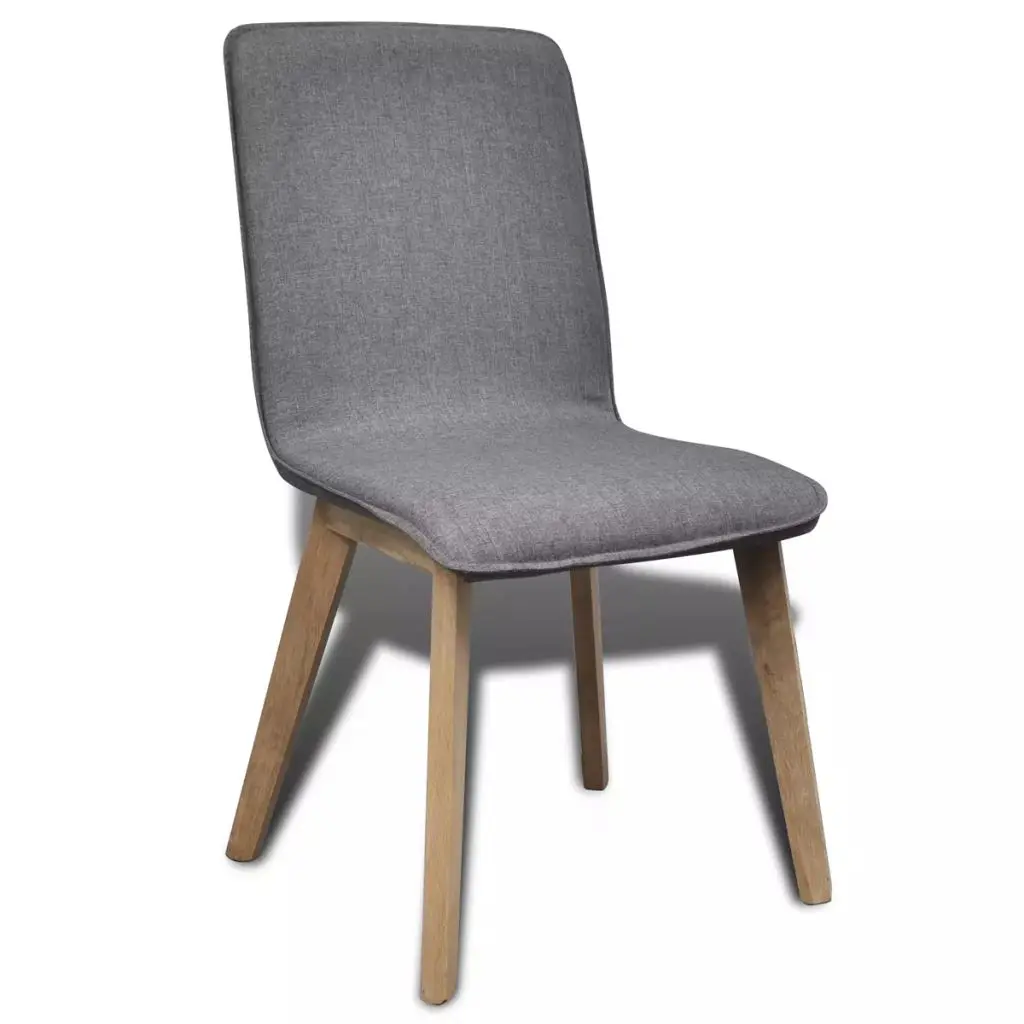 vidaXL Dining Chairs 4 pcs Light Grey Fabric and Solid Oak Wood