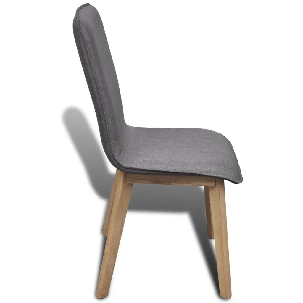 vidaXL Dining Chairs 4 pcs Light Grey Fabric and Solid Oak Wood