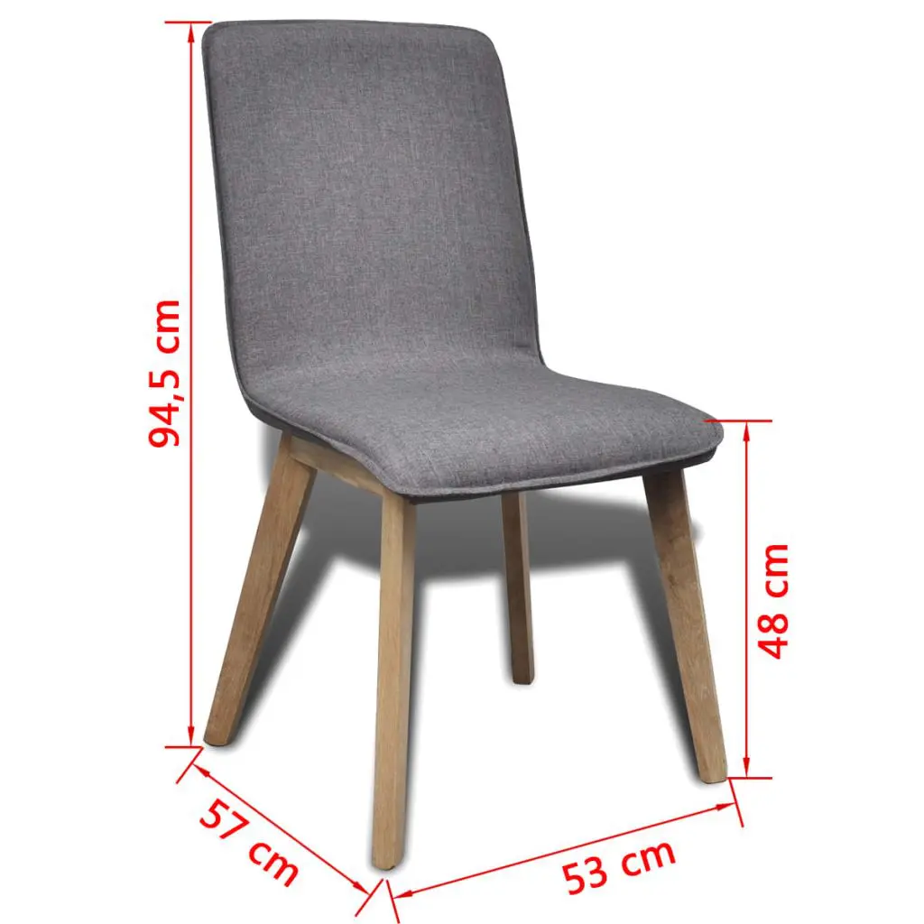 vidaXL Dining Chairs 4 pcs Light Grey Fabric and Solid Oak Wood