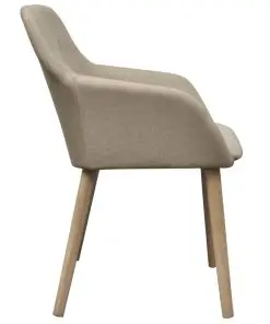 vidaXL Dining Chairs 2 pcs Beige Fabric and Solid Oak Wood