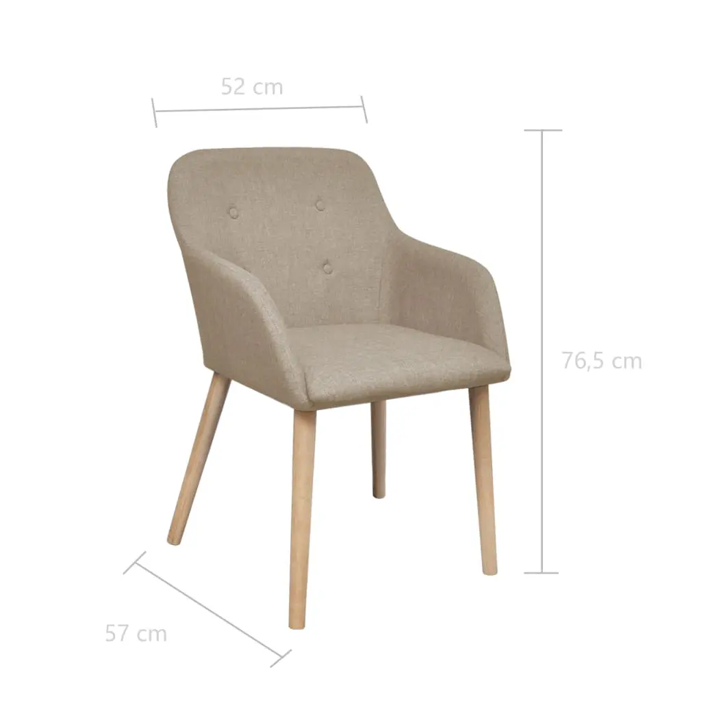 vidaXL Dining Chairs 2 pcs Beige Fabric and Solid Oak Wood