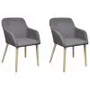 vidaXL Dining Chairs 2 pcs Light Grey Fabric and Solid Oak Wood