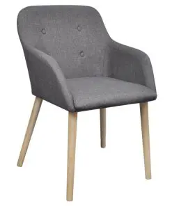 vidaXL Dining Chairs 2 pcs Light Grey Fabric and Solid Oak Wood