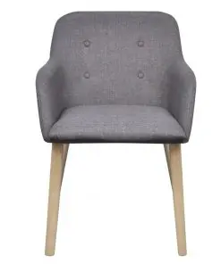 vidaXL Dining Chairs 2 pcs Light Grey Fabric and Solid Oak Wood