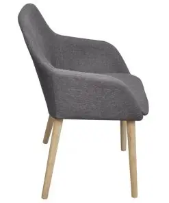vidaXL Dining Chairs 2 pcs Light Grey Fabric and Solid Oak Wood
