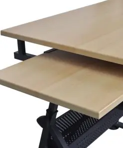 Two Drawers Tiltable Tabletop Drawing Table with Stool