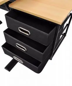vidaXL Three Drawers Drawing Table with Stool