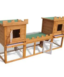 vidaXL Outdoor Large Rabbit Hutch House Pet Cage Double House