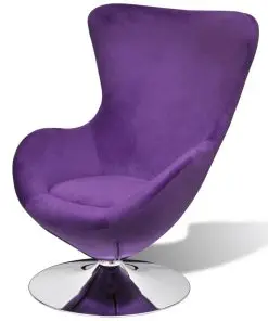 vidaXL Swivel Egg Chair with Cushion Small Purple Velvet