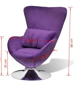 vidaXL Swivel Egg Chair with Cushion Small Purple Velvet