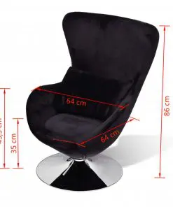 vidaXL Armchair with Egg Shape Black