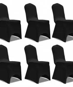 vidaXL Chair Cover Stretch 6 pcs Black
