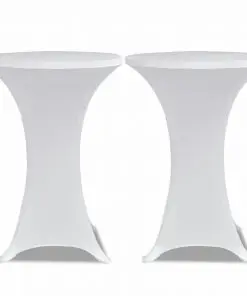 Standing Table Cover Ø 70 cm White Stretch 2 pcs