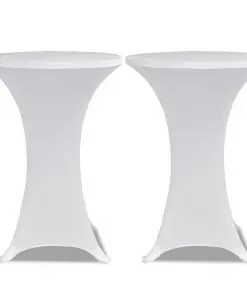 Standing Table Cover Ø 80 cm White Stretch 2 pcs
