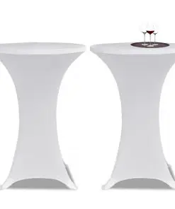 Standing Table Cover Ø 80 cm White Stretch 2 pcs