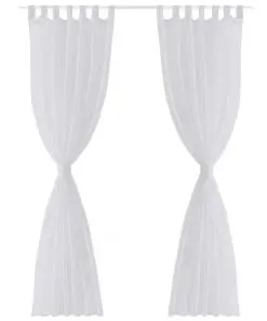White Sheer Curtain 140 x 225 cm 2 pcs